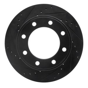 Ford F-250 Brake Rotor (1) - Rear Left - R1 Concepts - Drilled & Slotted - Black - `05-`12